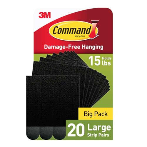 Command 15 lb Picture Hanging Strips, 20 Pairs, Black, No Tools Needed