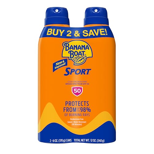 Banana Boat SPF 50 Sport Sunscreen Spray Twin Pack, 6oz
