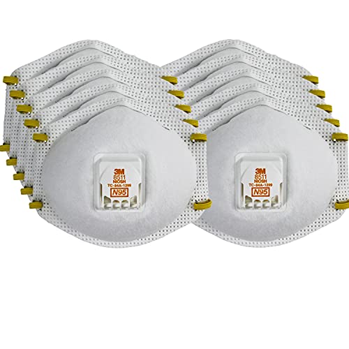 3M N95 Respirator Mask, Pack of 10, Cool Flow Valve