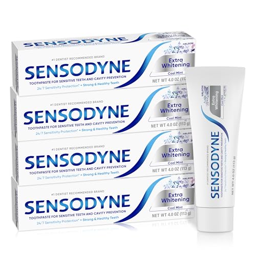 Sensodyne Extra Whitening Sensitive Toothpaste, Cool Mint, 4-Pack