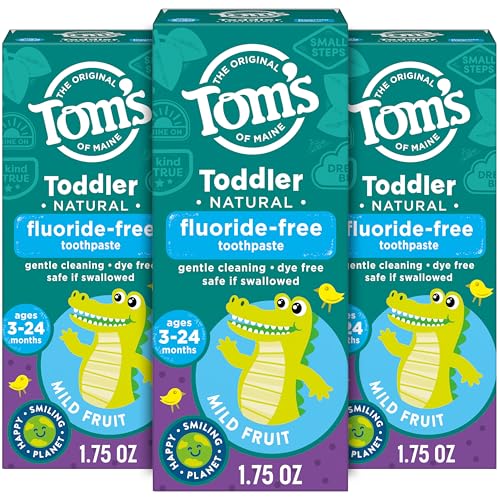 Tom’s Toddler Fluoride-Free Toothpaste, Fruit, 1.75 oz, 3-Pack