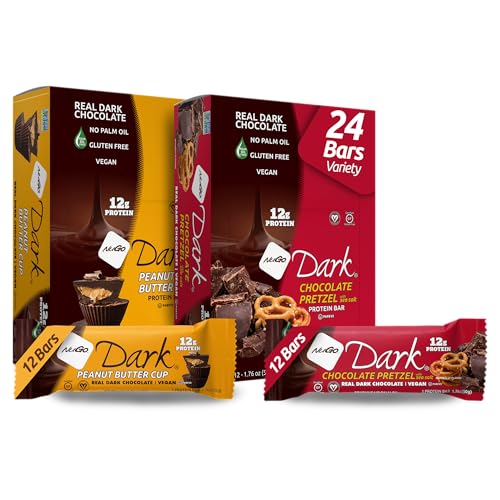 NuGo Dark Vegan Protein Bars, Pretzel & Peanut Butter, 24 Count