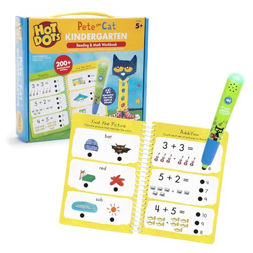 Hot Dots Pete The Cat Kindergarten Reading & Math Workbook