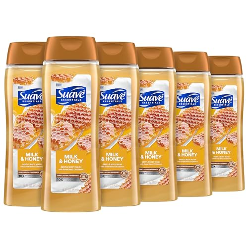 Suave Milk & Honey Body Wash, Vitamin E, 18 Oz, 6-Pack