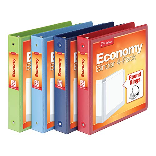Cardinal 1.5″ 3-Ring Binders, Holds 350 Sheets, 4 Pack