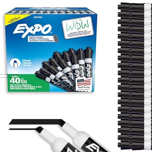 EXPO Chisel Tip Black Dry Erase Markers, 40 Pack