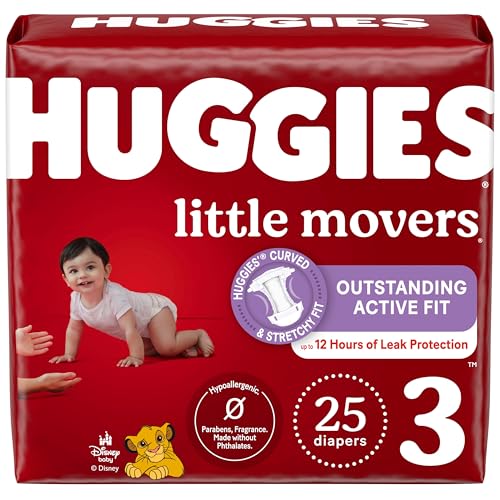 Huggies Little Movers Size 3 Diapers, 25 Count