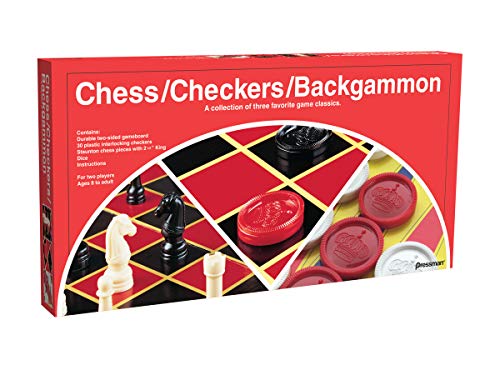 Pressman 3-in-1 Chess/Checkers/Backgammon Set with Staunton Pieces