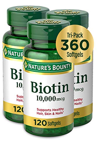 Nature’s Bounty Biotin, 10,000 mcg, 120 Count, Pack of 3