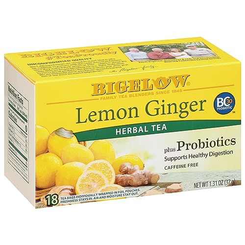 Bigelow Lemon Ginger Probiotics Herbal Tea, 108 Bags Total