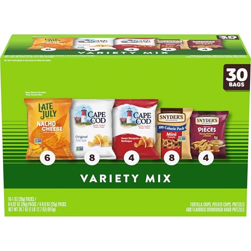 Snyder’s, Cape Cod & Late July Snacks Variety Pack, 30 Bags