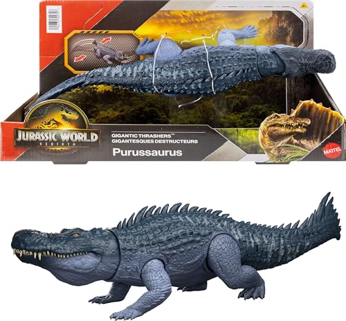 Jurassic World Gigantic Thrashers Purussaurus Figure, 2 Rampage Attacks