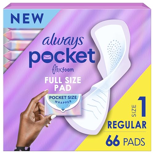 Always Pocket Feminine Pads, FlexFoam, Size 1, 66 Count
