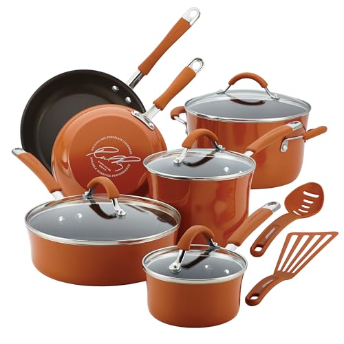 Prime Deal: Rachael Ray Nonstick 12-Piece Cookware Set, Pumpkin Orange