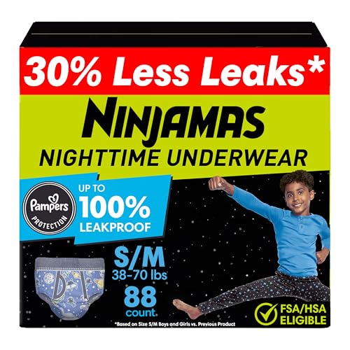 Ninjamas Boys Nighttime Underwear, S/M, 88 Count, Ultra Absorbent