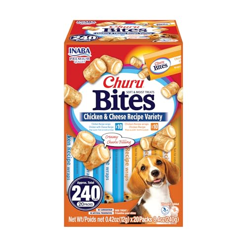 INABA Churu Bites Chicken & Cheese Dog Treats, 20 Tubes