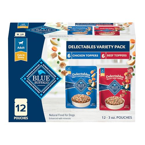 Blue Buffalo Wet Dog Food Toppers Variety Pack, 12 Pouches