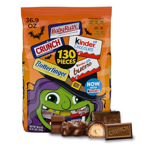 Butterfinger, CRUNCH, Baby Ruth, Kinder, Halloween Candy, 130 Minis