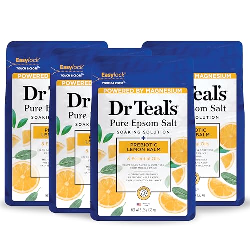 Dr Teal’s Epsom Salt Soak, Lemon Balm, 3 lbs (4 Pack)