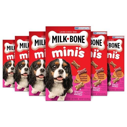 Milk-Bone Mini Peanut Butter Dog Treats, 15 oz (6 Pack)