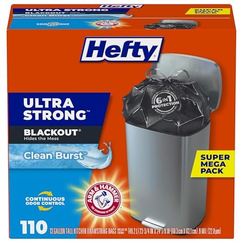 Hefty Ultra Strong 13 Gallon Trash Bags, 110 Count