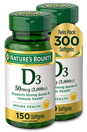 Nature’s Bounty Vitamin D3, 50mcg, 150 Softgels, 2 Pack