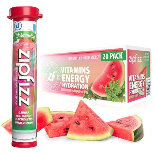 Zipfizz Watermelon Energy Drink, 20 Pack | Sugar-Free Electrolytes