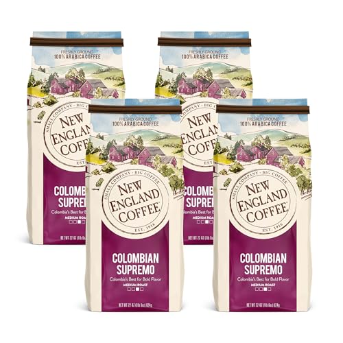 New England Coffee Colombian Supremo, Medium Roast, 4-Pack, 22oz