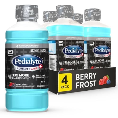 Pedialyte AdvancedCare Plus Electrolyte Drink, Berry Frost, 4-Pack
