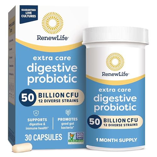 Renew Life Digestive Probiotic Capsules, 50 Billion CFU, 30 Count