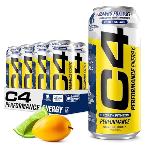 Cellucor C4 Zero Sugar Preworkout Energy Drink, Mango, 12 Pack
