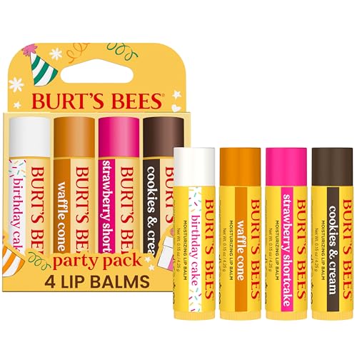 Burt’s Bees Lip Balm Party Pack, 4 Flavors, 4 Tubes