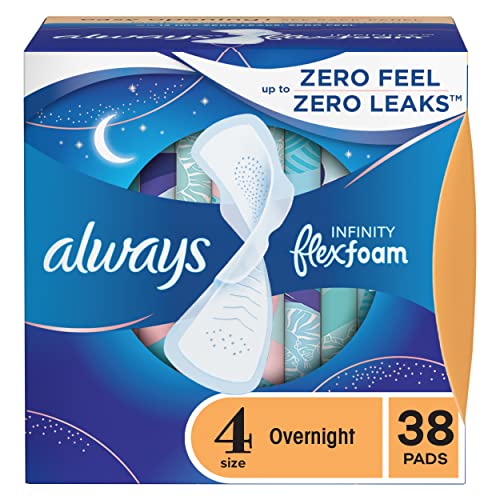 Always Infinity Overnight Flexfoam Pads, Size 4, Unscented, 38 Count