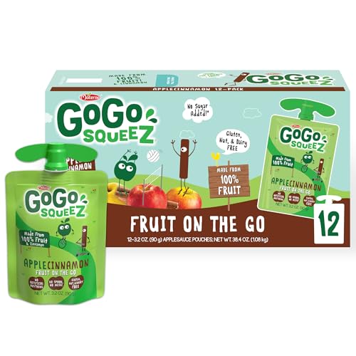 GoGo squeeZ Apple Cinnamon Unsweetened Snacks, Pack of 12