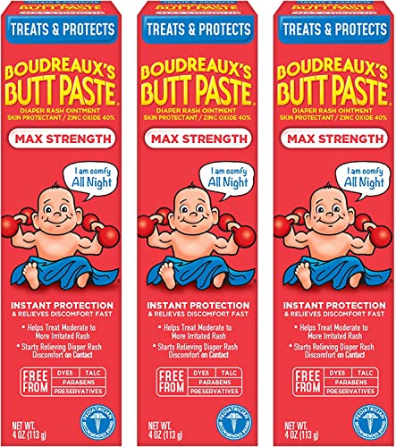 Boudreaux’s Max Strength Diaper Rash Cream, 4oz, 3-Pack