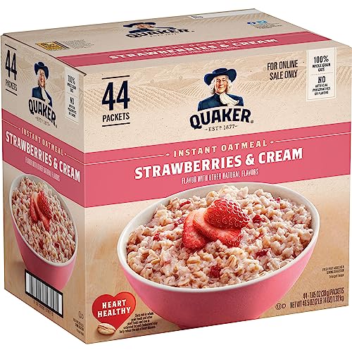 Quaker Strawberries & Cream Instant Oatmeal, 44-Pack