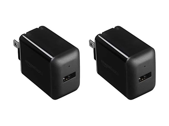 Amazon Basics USB A Wall Charger, 2-Pack, 12W, White