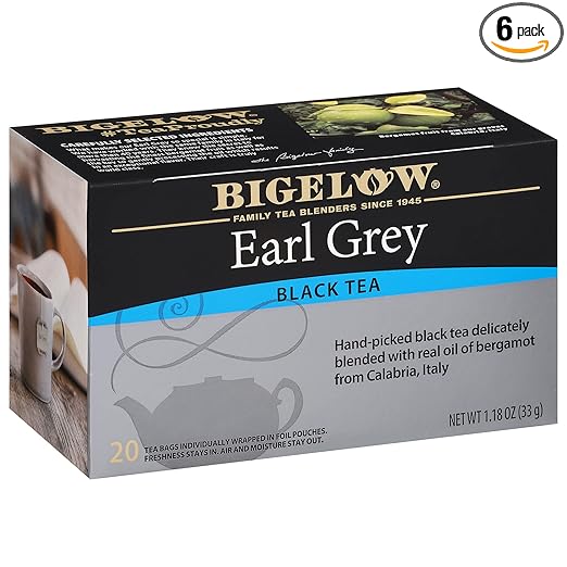 Bigelow Earl Grey Flavored Black Tea Kosher 20 Bags, 1.18 Ounces Pack Of 6