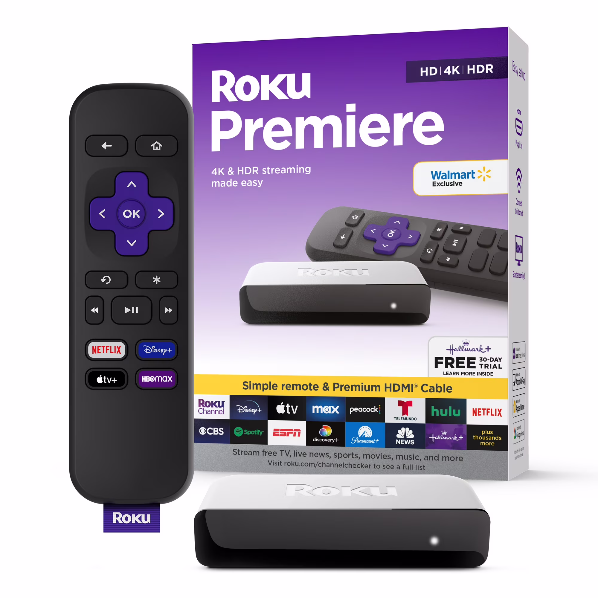Roku Premiere 4KHDR Streaming Media Player Wi-Fi Enabled with Premium High Speed Remote