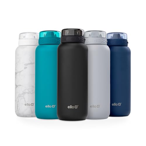 Ello Cooper 32oz Black Stainless Steel Water Bottle, BPA Free