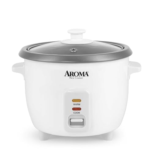 AROMA® 3-Cup Rice & Oatmeal Cooker, Auto Warm, White