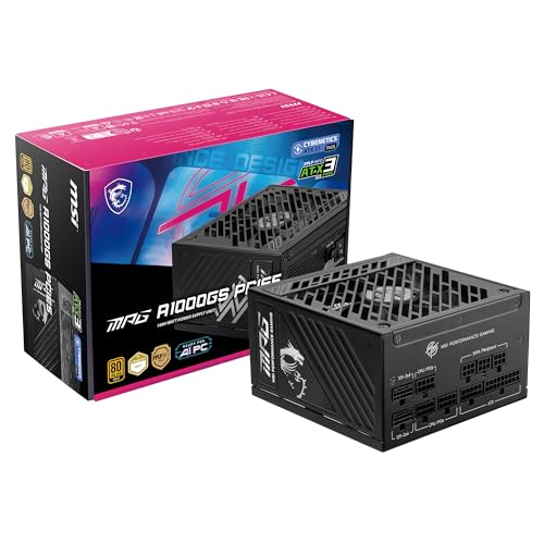 MSI 1000W Modular Gaming Power Supply, 80+ Gold, PCIe 5.1 Ready