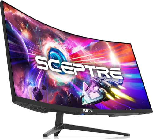 Sceptre 34″ Curved Ultrawide WQHD 180Hz Monitor with Speakers