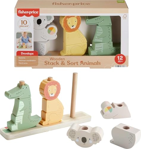 Fisher-Price Wooden Stack & Sort Animal Toy, Ages 1+