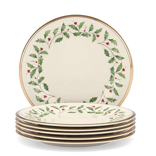 Lenox Holiday 6-Piece Porcelain Salad Plates Set, Christmas