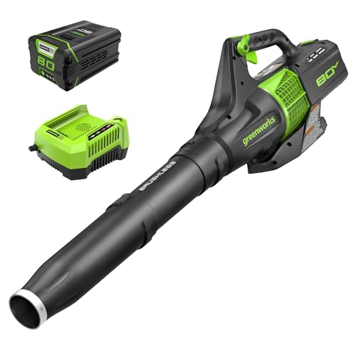 Greenworks 80V Cordless Leaf Blower, Battery & Charger Included