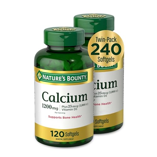 Nature’s Bounty Calcium 1200 mg + D3 Softgels, 120 Ct (2-Pack)