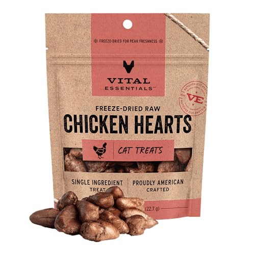 Vital Essentials Freeze-Dried Chicken Hearts Cat Treats, 1 oz