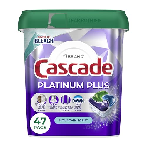 Cascade Platinum Plus Dishwasher Pods, Mountain Scent, 47 Count