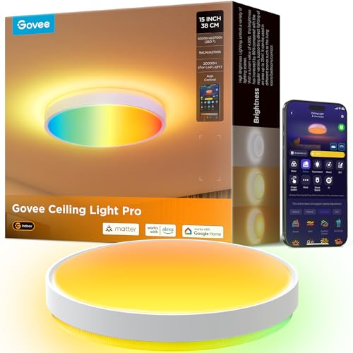 Govee RGBIC Smart Ceiling Light, Dimmable, 15 Inch, 1 Pack